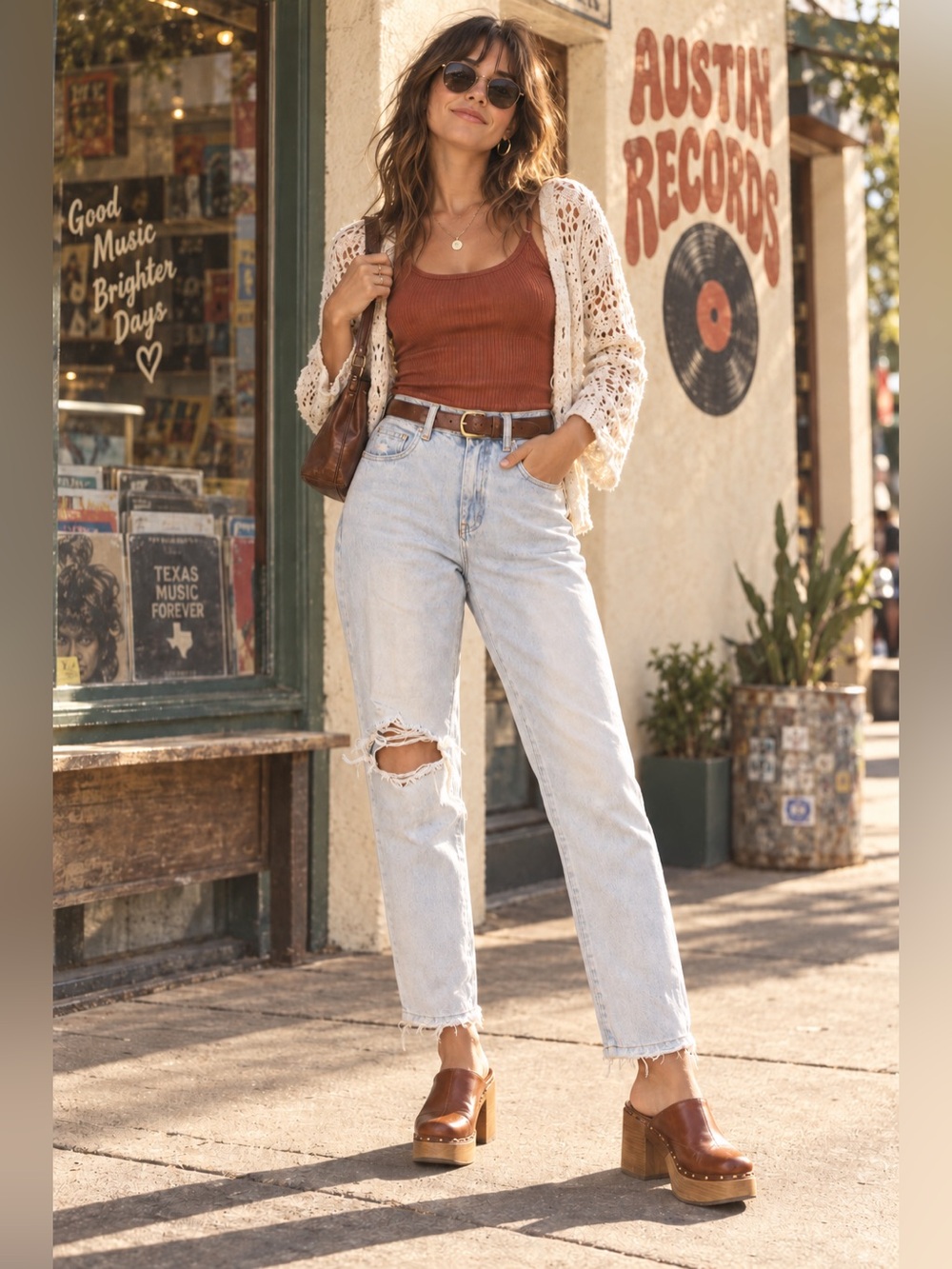 Cotton On Mom Jeans Size 4 Light Wash Distressed High Rise Raw Hem